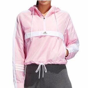 ADIDAS Cropped Pink Windbreaker Jacket Women’s Size Medium 6418